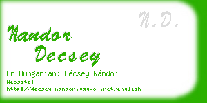 nandor decsey business card